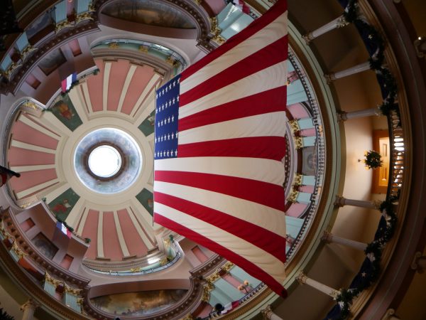 us flag in dome